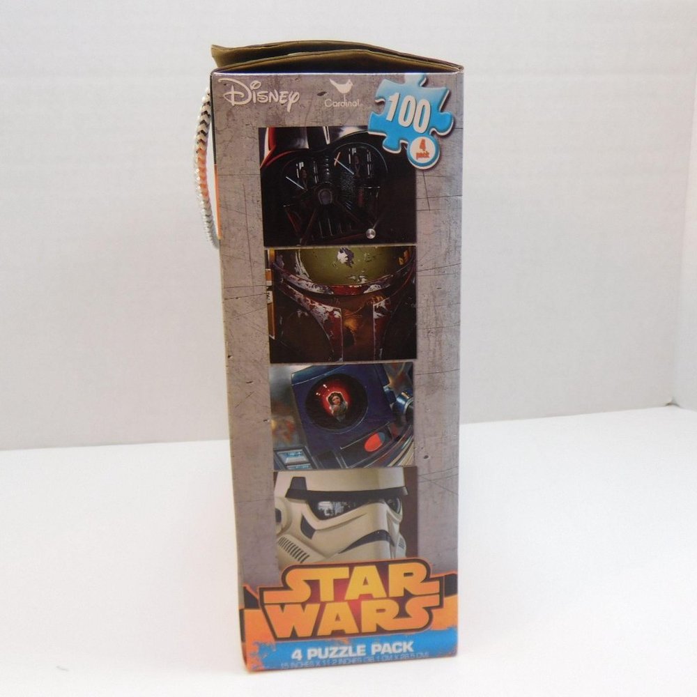 Star Wars 4 puzzle pack Boba Fett R2D2 Princess Leia Darth Vader Cardinal Disney - Picture 7 of 8